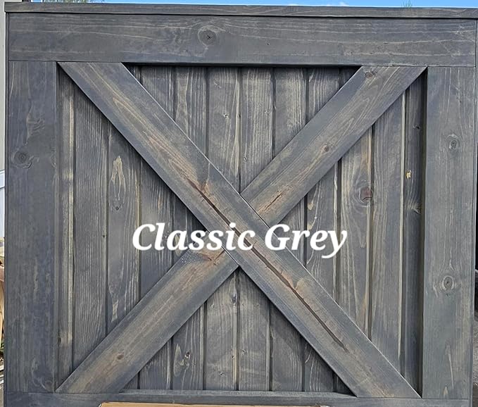 Farmhouse style barn door x frame pet gate in Classic Grey