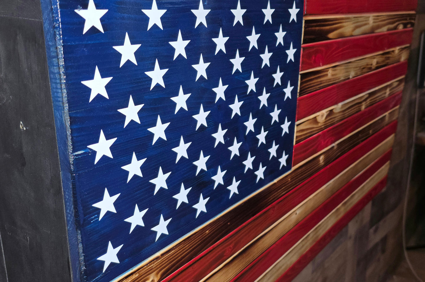 Handcrafted American Flag Murphy Bar – Wall Mounted Liquor Cabinet & Fold Down Bar