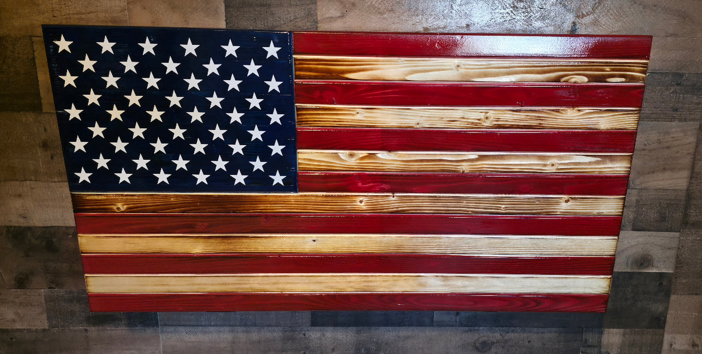 Handcrafted American Flag Murphy Bar – Wall Mounted Liquor Cabinet & Fold Down Bar